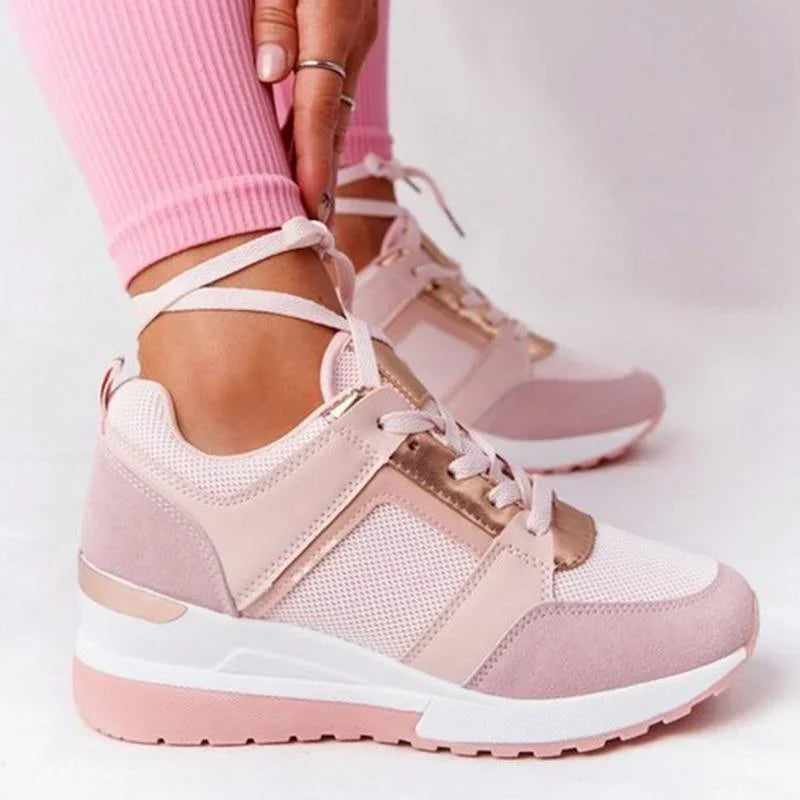 Oak & Coral | Women's Wedge Sneakers with Metallic Detail