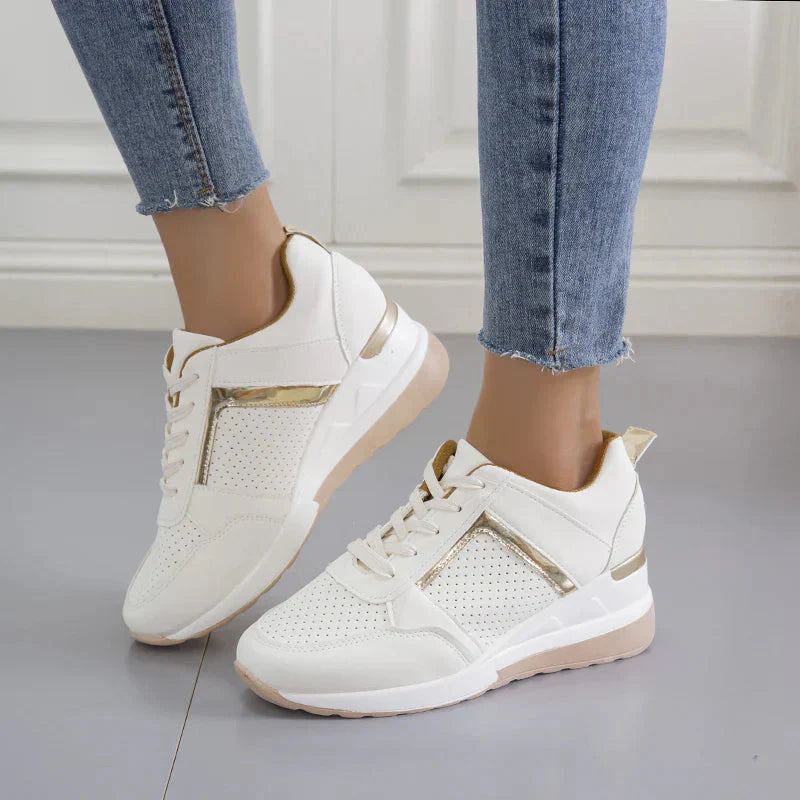 Oak & Coral | Women's Wedge Sneakers with Metallic Detail