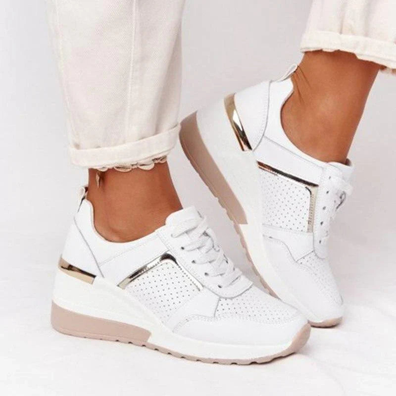 Oak & Coral | Women's Wedge Sneakers with Metallic Detail