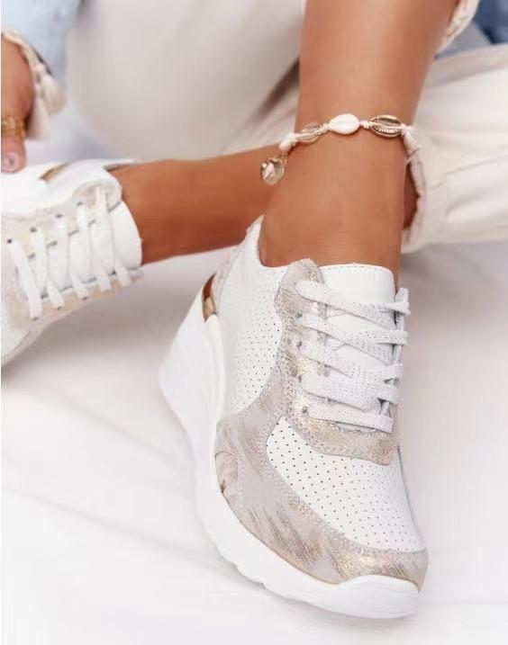 Oak & Coral | Women's Wedge Sneakers with Metallic Detail