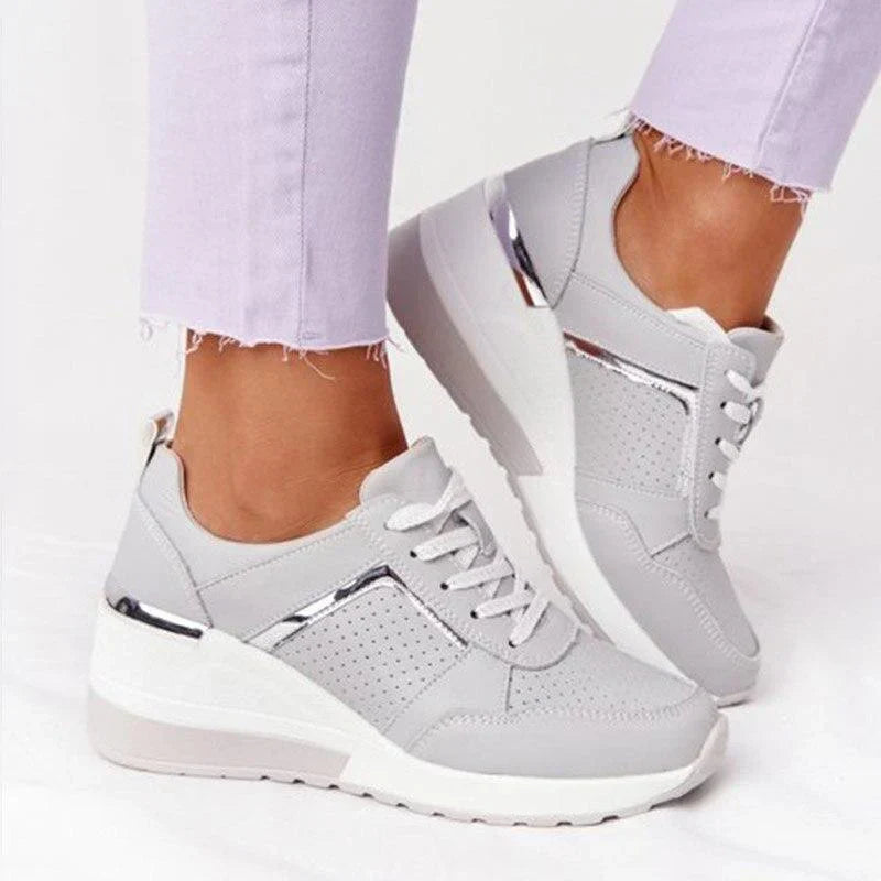 Oak & Coral | Women's Wedge Sneakers with Metallic Detail