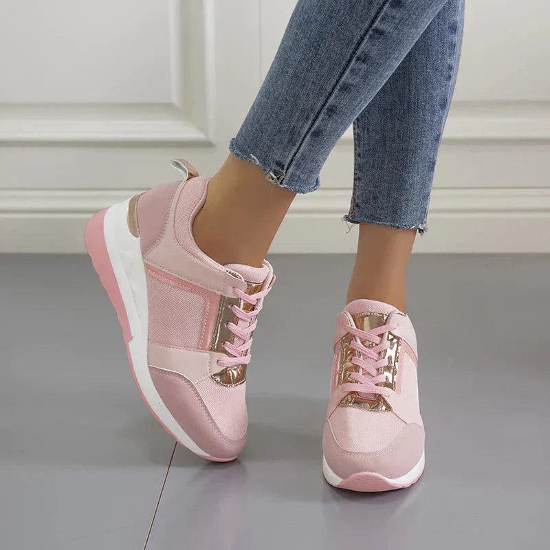 Oak & Coral | Women's Wedge Sneakers with Metallic Detail
