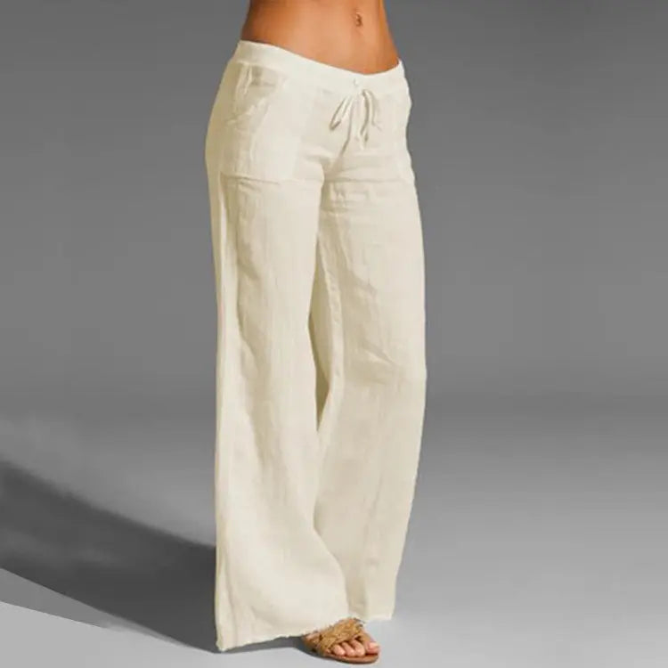 Oak & Coral | Women's Wide Leg Trousers with Drawstring Waist