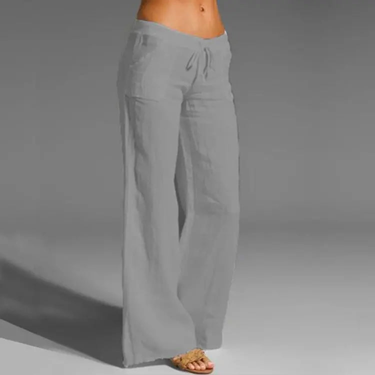 Oak & Coral | Women's Wide Leg Trousers with Drawstring Waist