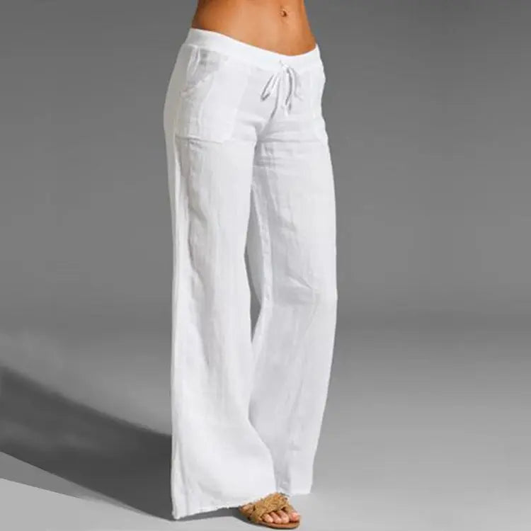 Oak & Coral | Women's Wide Leg Trousers with Drawstring Waist