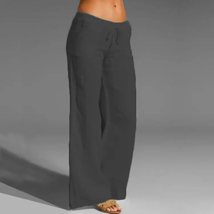 Oak & Coral | Women's Wide Leg Trousers with Drawstring Waist