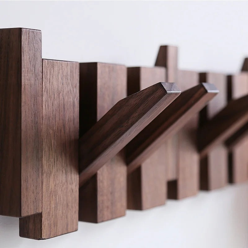 Oak & Coral | Wooden Wall Hook Rack Piano Design