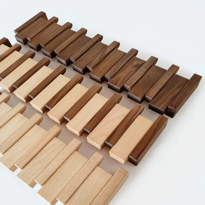 Oak & Coral | Wooden Wall Hook Rack Piano Design