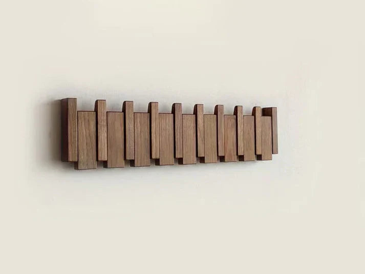 Oak & Coral | Wooden Wall Hook Rack Piano Design