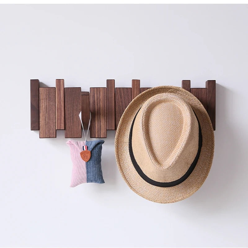 Oak & Coral | Wooden Wall Hook Rack Piano Design