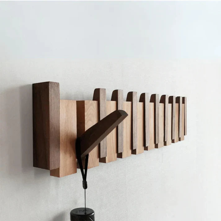 Oak & Coral | Wooden Wall Hook Rack Piano Design