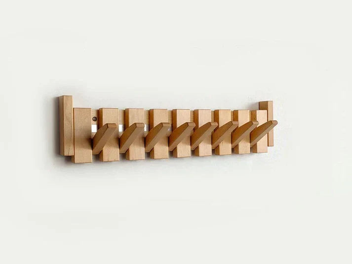 Oak & Coral | Wooden Wall Hook Rack Piano Design