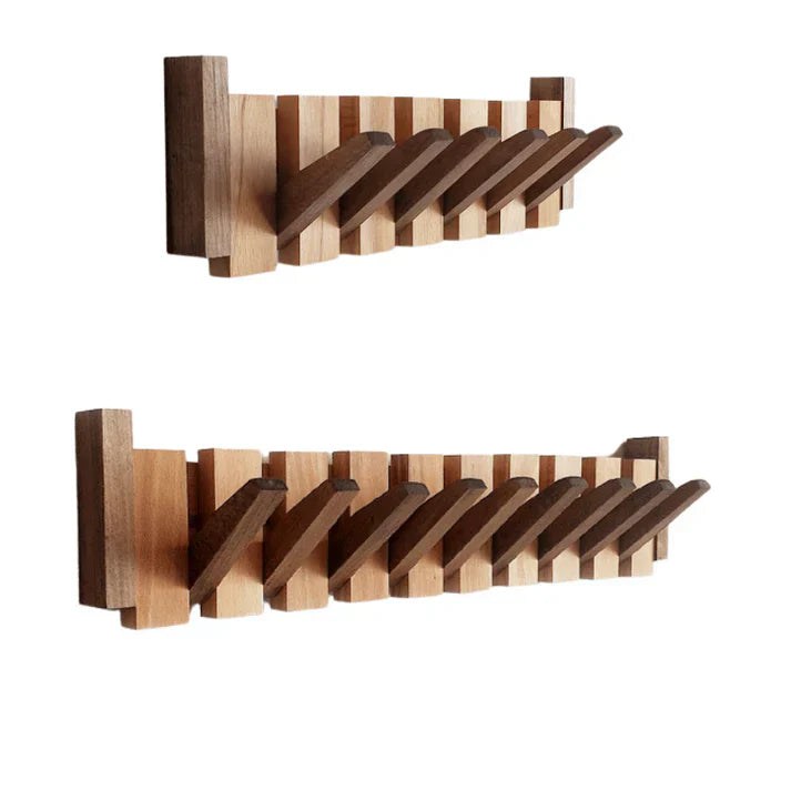 Oak & Coral | Wooden Wall Hook Rack Piano Design