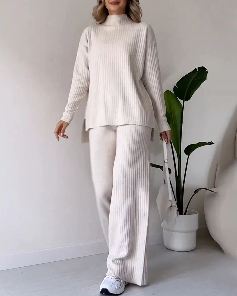 Chic Slit Casual Two-Piece Set