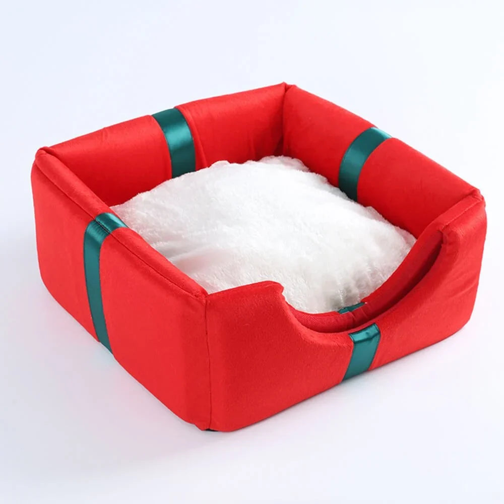 Christmas 2-in-1 Pet Cave Bed with Non-Slip Base