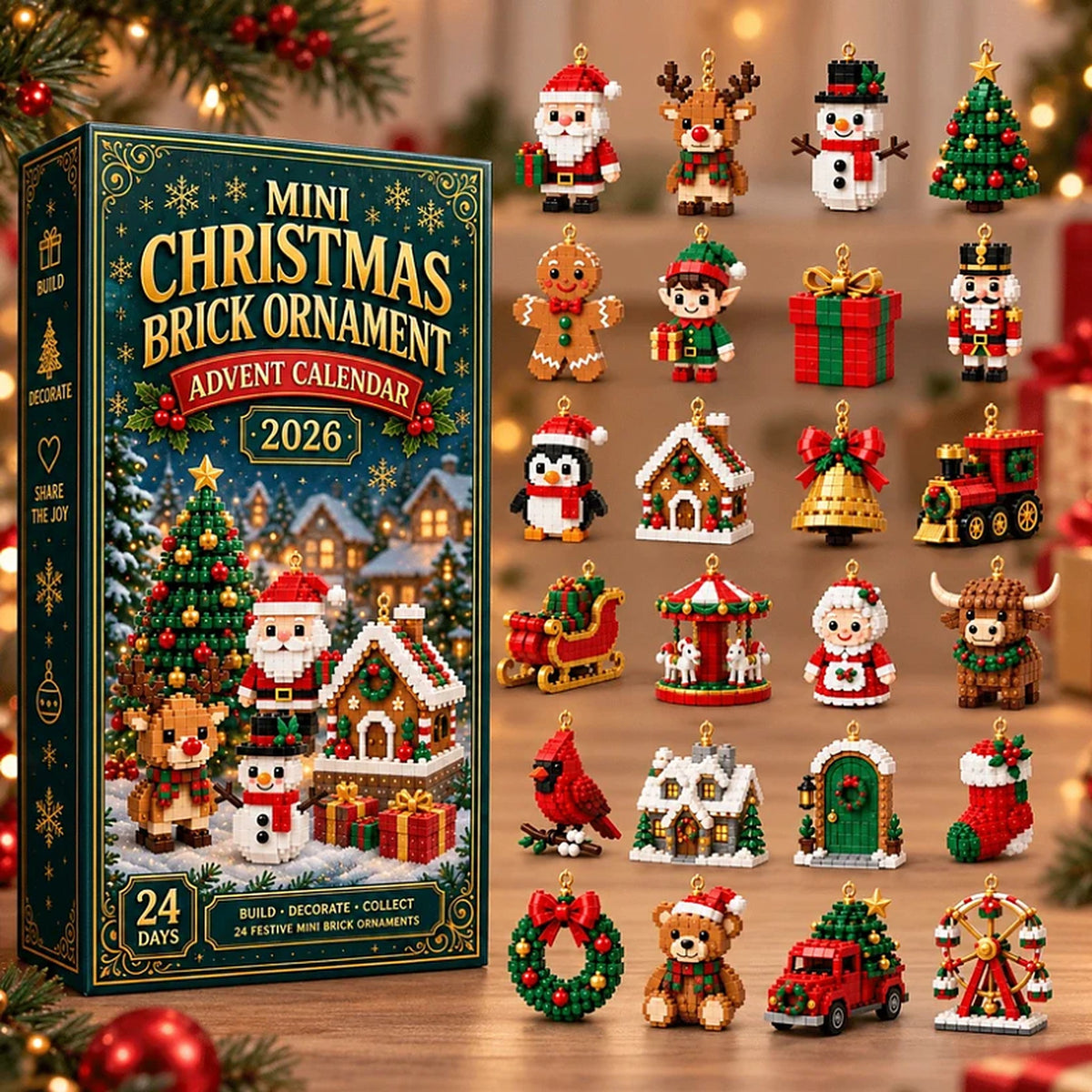 Christmas Advent Calendar - 24 Mini Building Block Christmas Figures