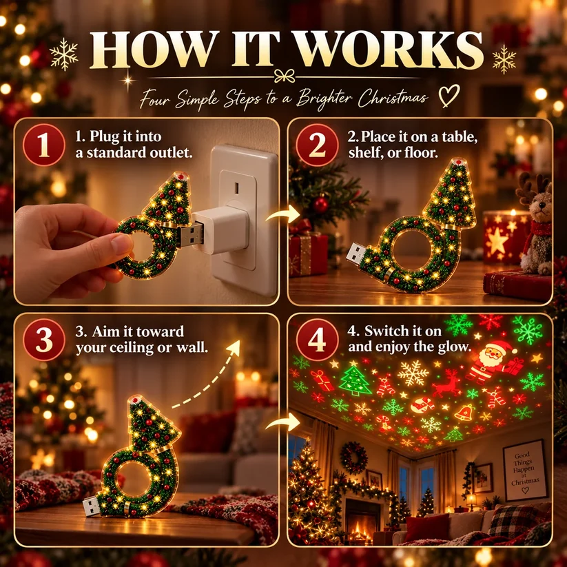 Christmas Tree Projection Light - 6+ Holiday Pattern Ceiling Lamp
