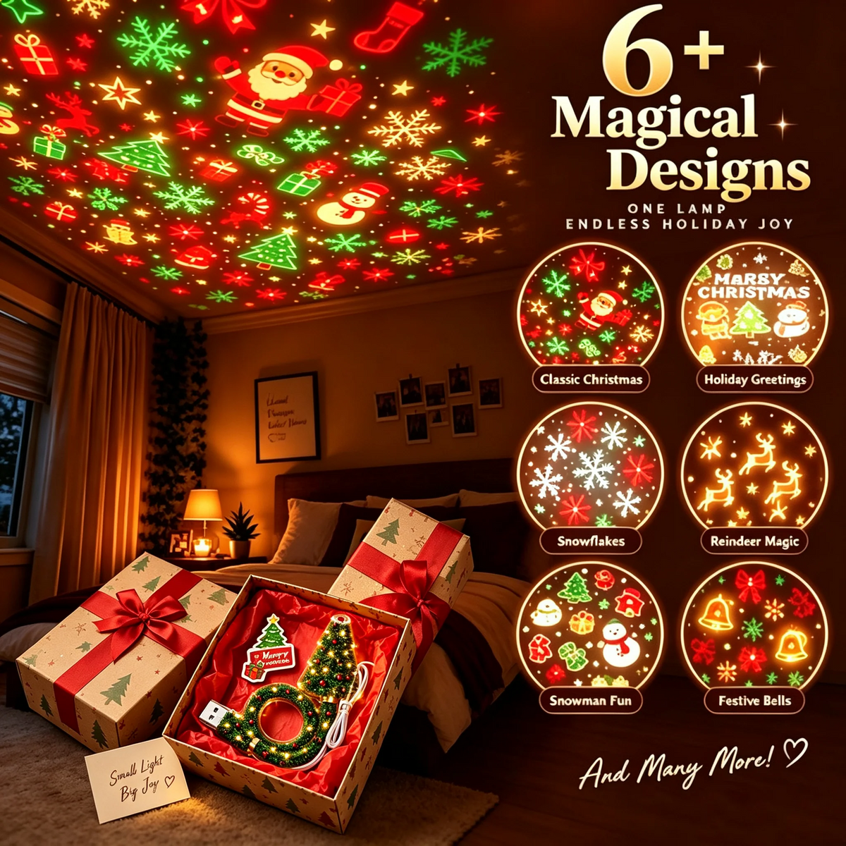 Christmas Tree Projection Light - 6+ Holiday Pattern Ceiling Lamp
