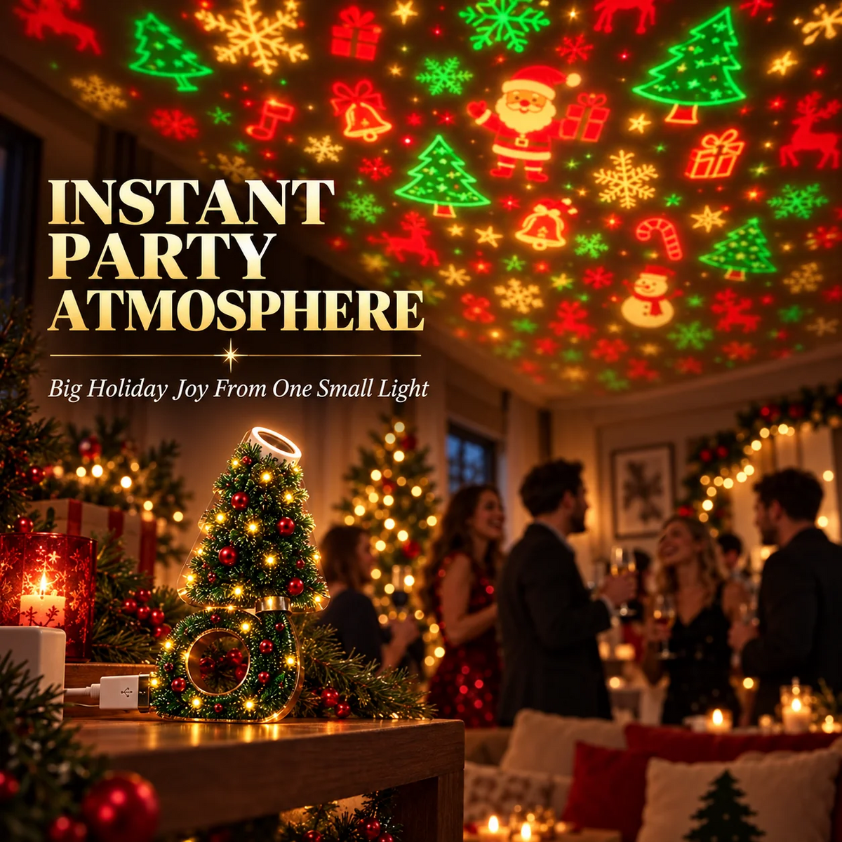 Christmas Tree Projection Light - 6+ Holiday Pattern Ceiling Lamp