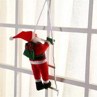 Climbing Santa on Rope Ladder Hanging Christmas Ornament for Indoor Holiday Display