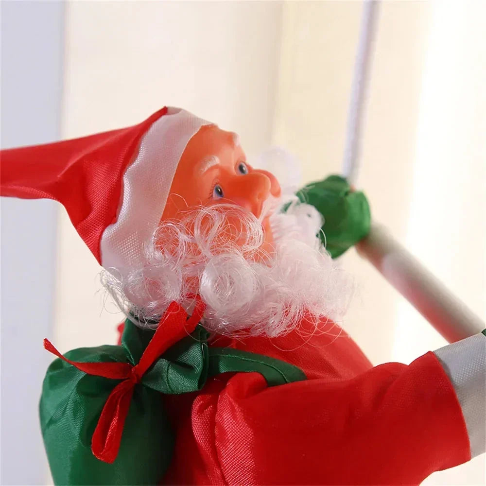 Climbing Santa on Rope Ladder Hanging Christmas Ornament for Indoor Holiday Display