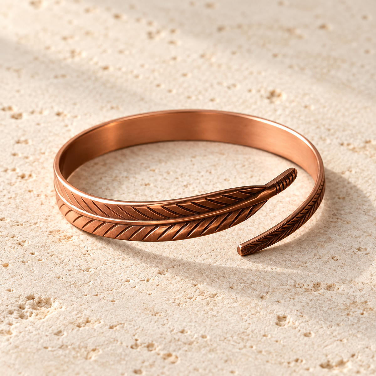 Windward Copper Feather Bracelet — alternate product photograph