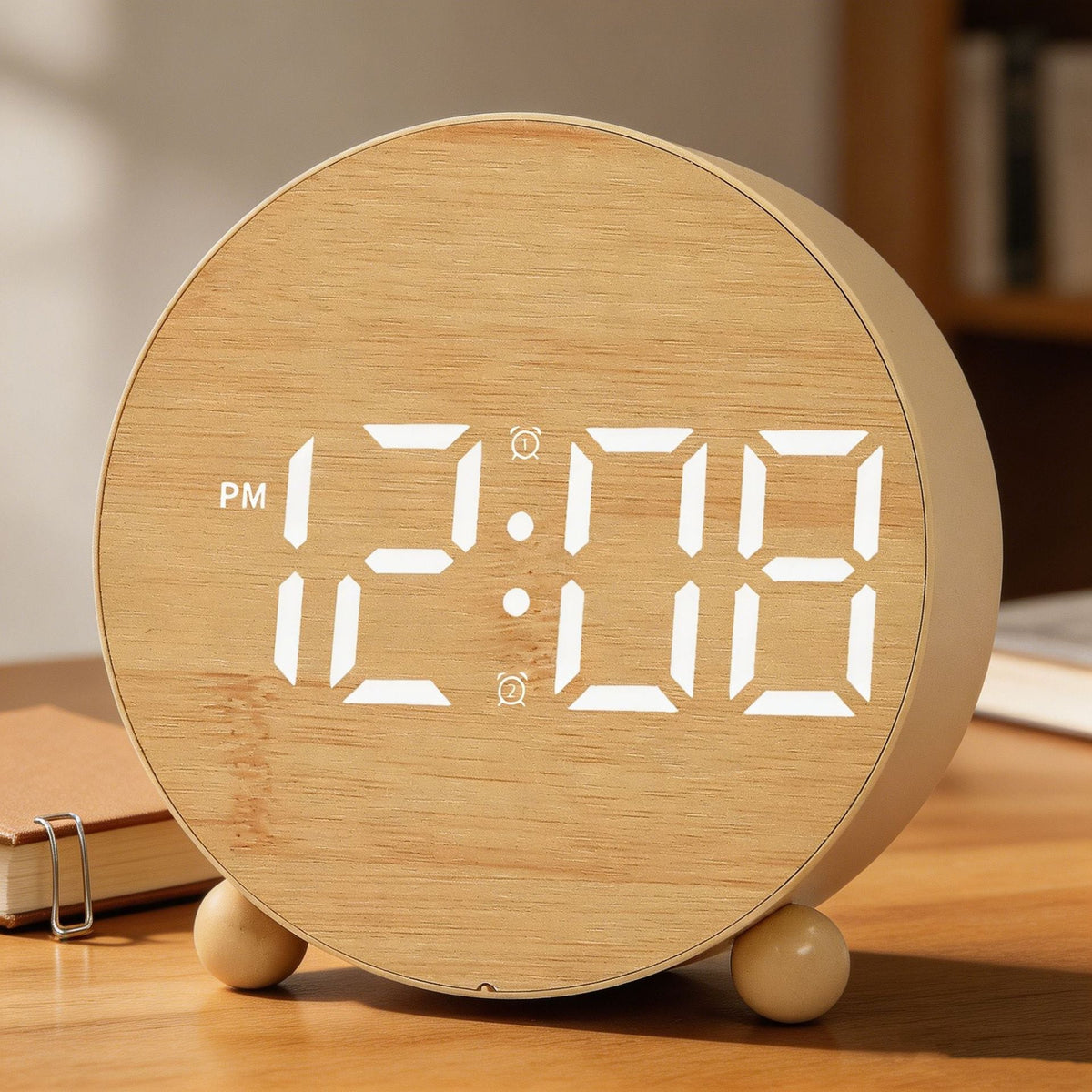 Digital Alarm Clock with Large LED Display and Gentle Alarm Function