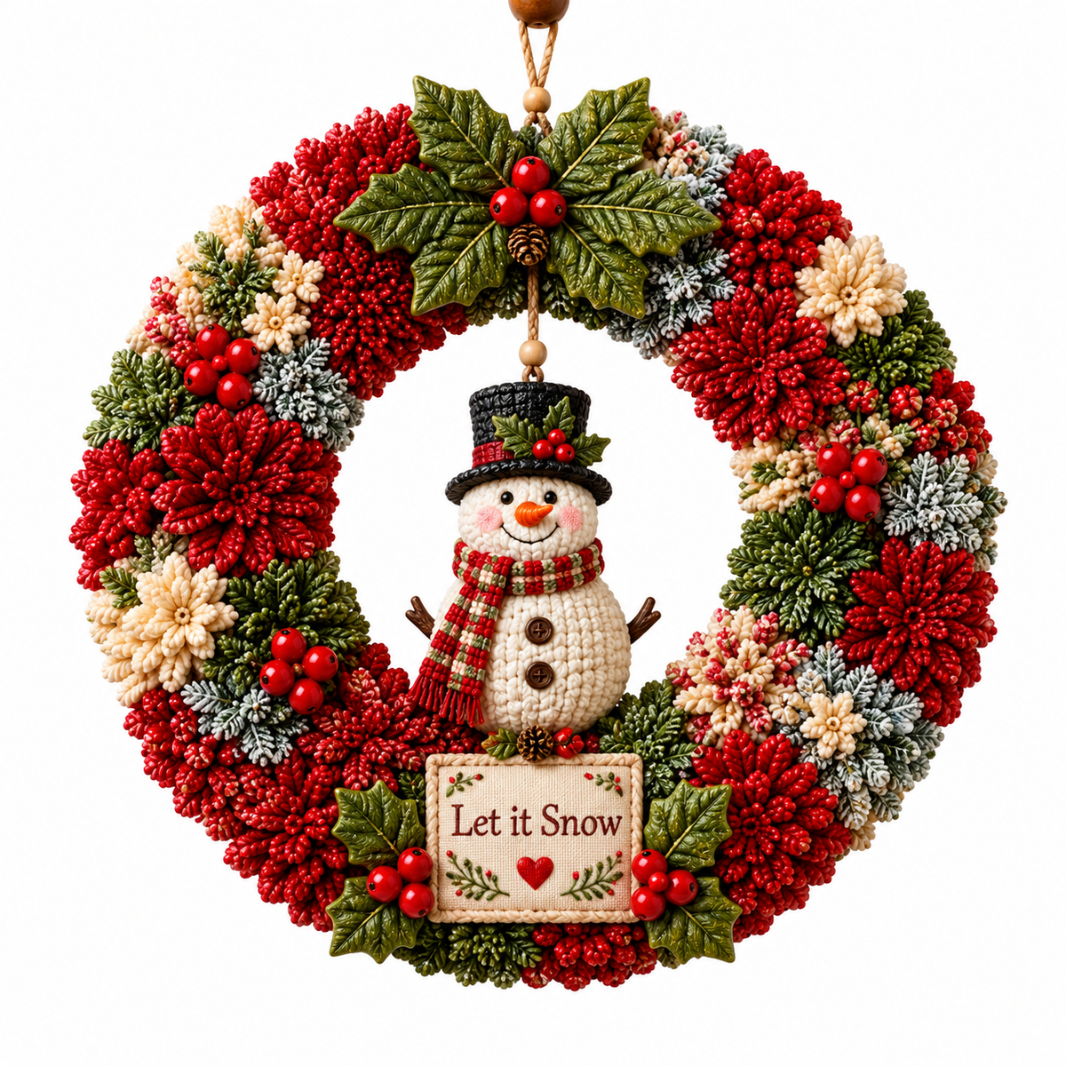 DIY Christmas Wreath Craft Kit | Fabric Door Decoration with 3D Christmas Motifs Featuring Santa Claus, Christmas Tree, Reindeer & Snowman