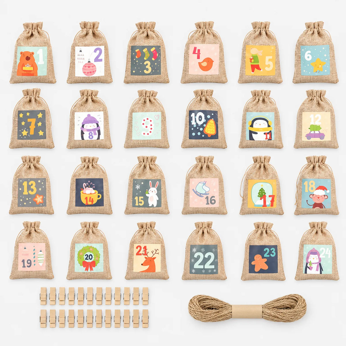 Drawstring Advent Calendar Bag Set