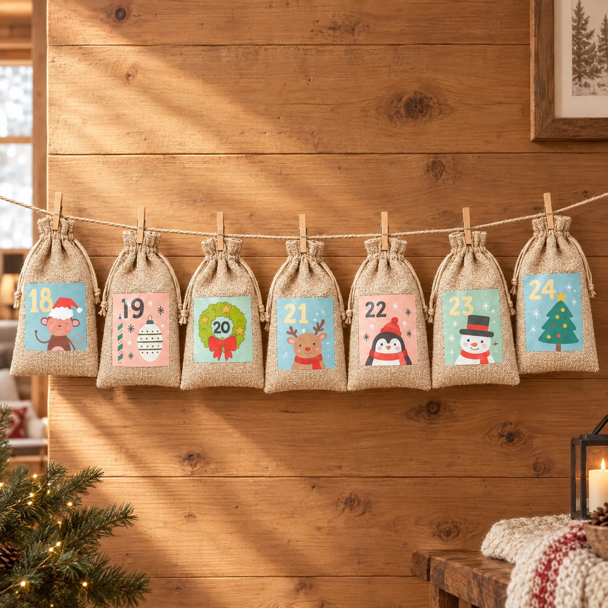 Drawstring Advent Calendar Bag Set