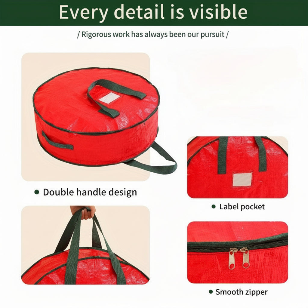 Durable Woven Fabric Christmas Ornament Storage Bag