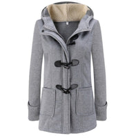 Elegant Winter Coat with Long Sleeves and Removable Hood