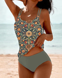 Oak & Coral | Vibrant Patterned Tankini Set