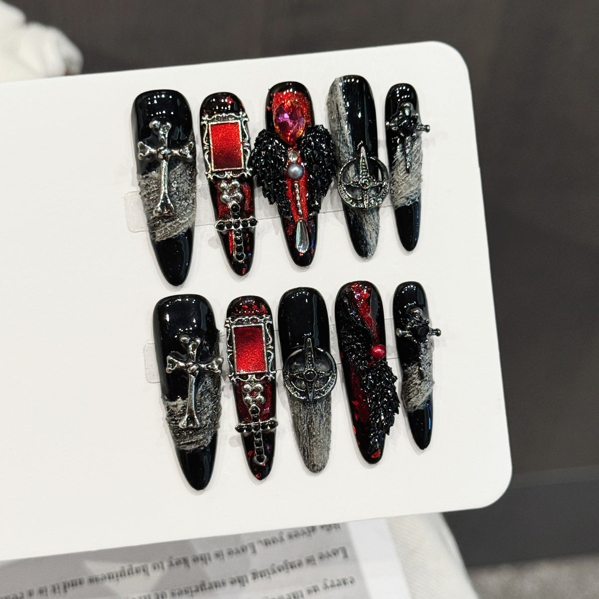 Gothic-Themed Press-On Nail Art Set