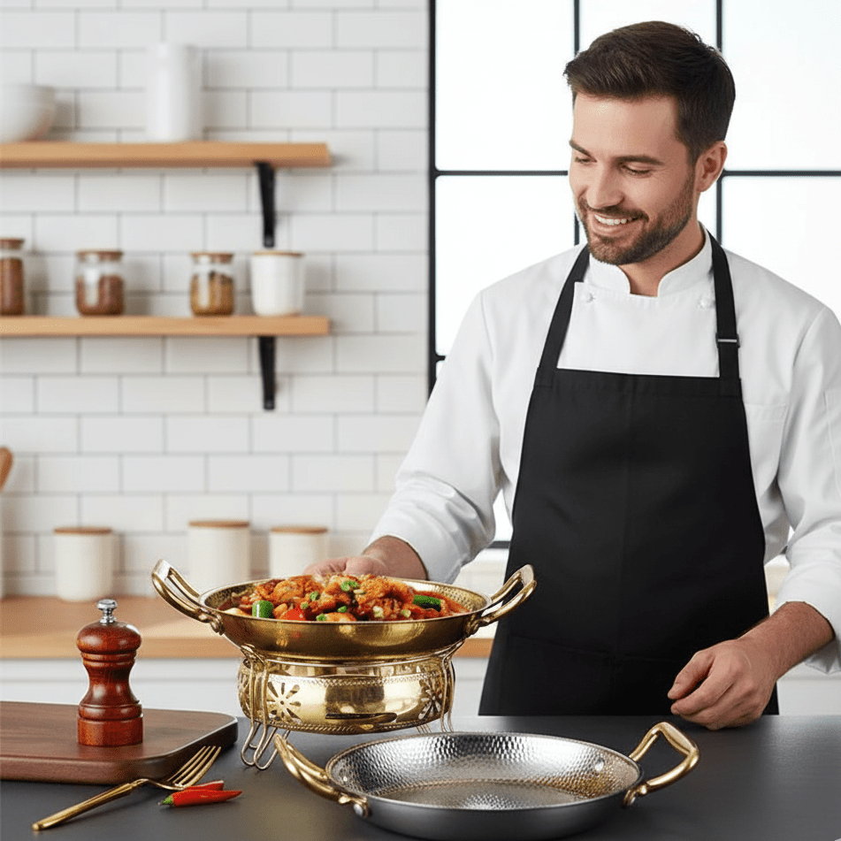 Hammered Stainless Steel Pot — Textured Base, Even Heat Distribution