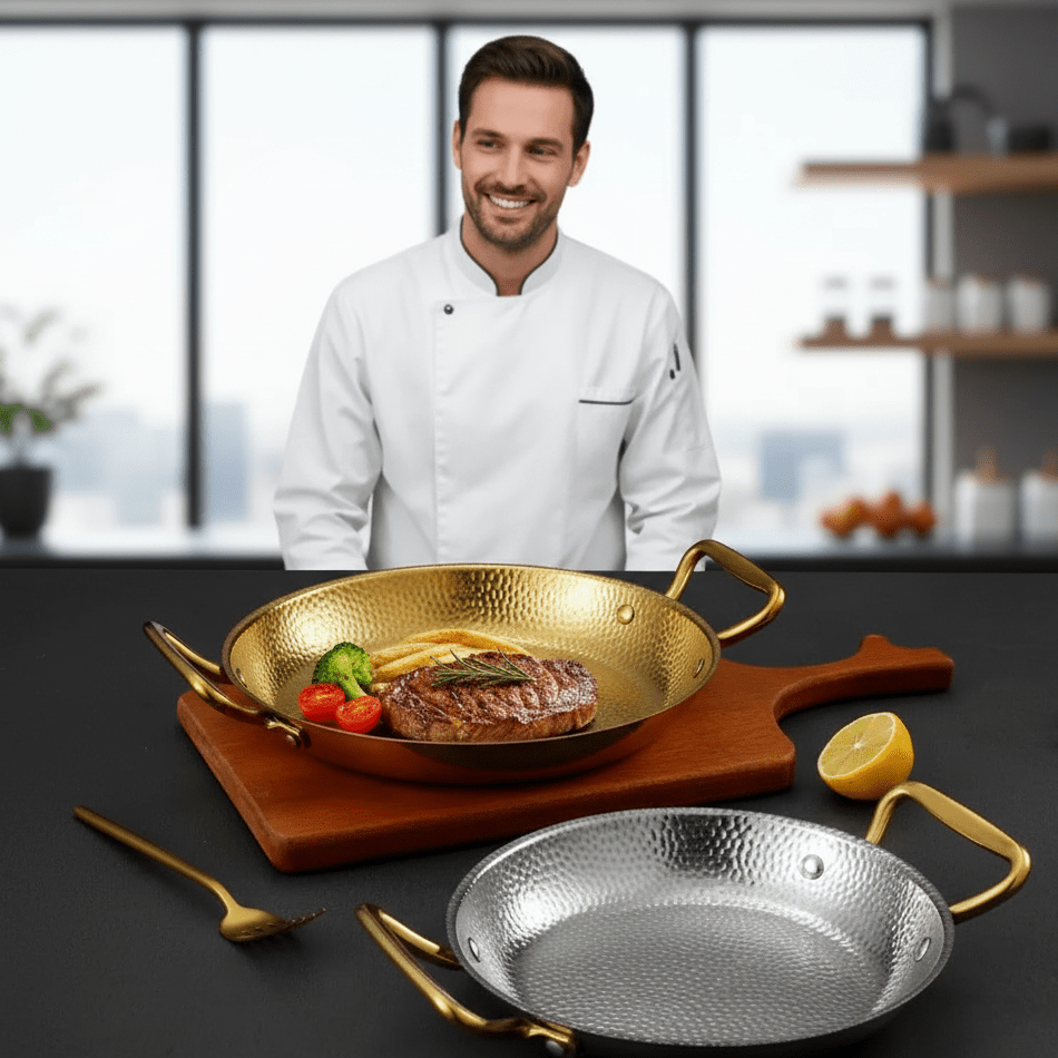 Hammered Stainless Steel Pot — Textured Base, Even Heat Distribution