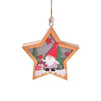 LED Christmas Ornament with Warm Wooden Design and Hanging String for Holiday Decor