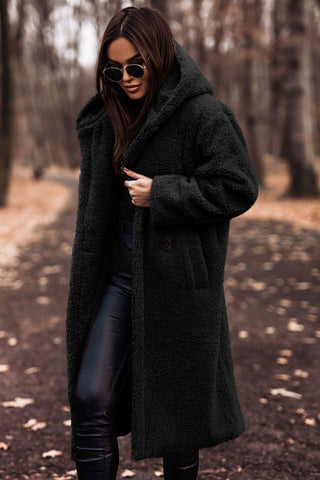 Long Hooded Teddy Coat