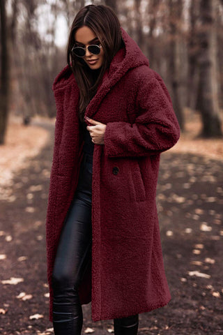 Long Hooded Teddy Coat