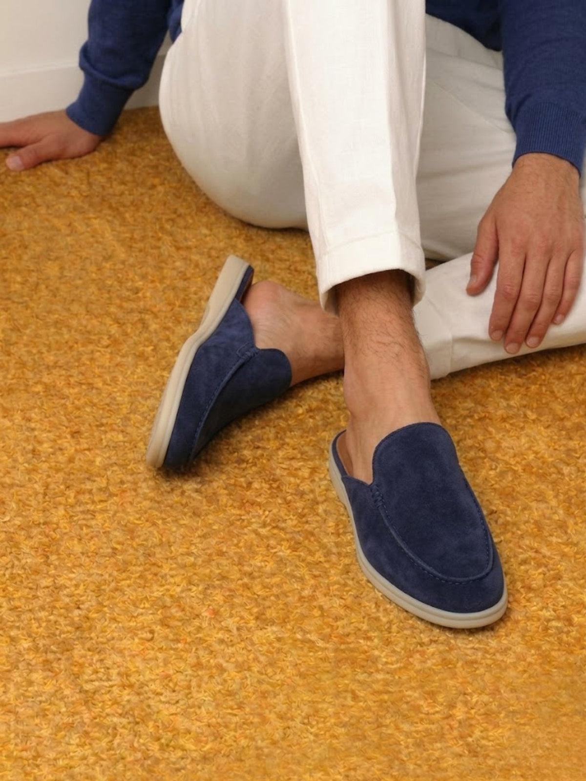 Men's Casual Slip-On Mules with Open Heel and Stitching Detail