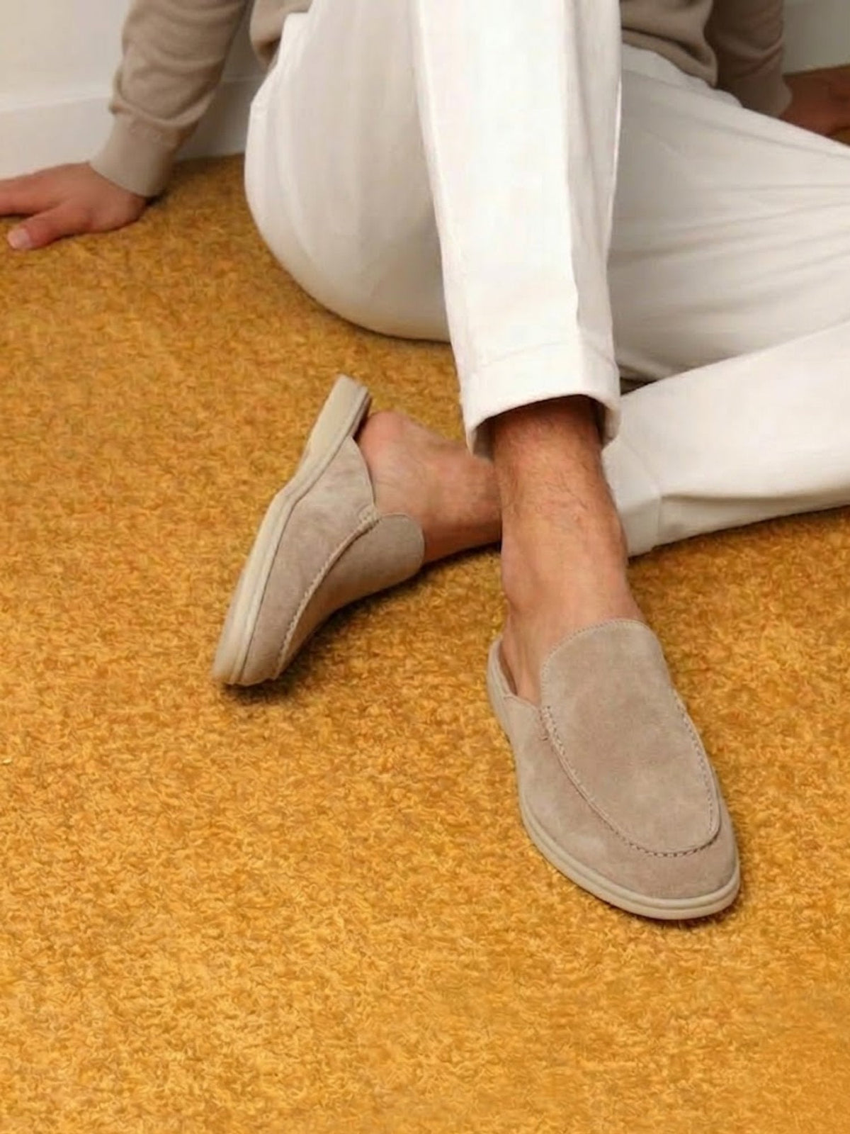 Men's Casual Slip-On Mules with Open Heel and Stitching Detail
