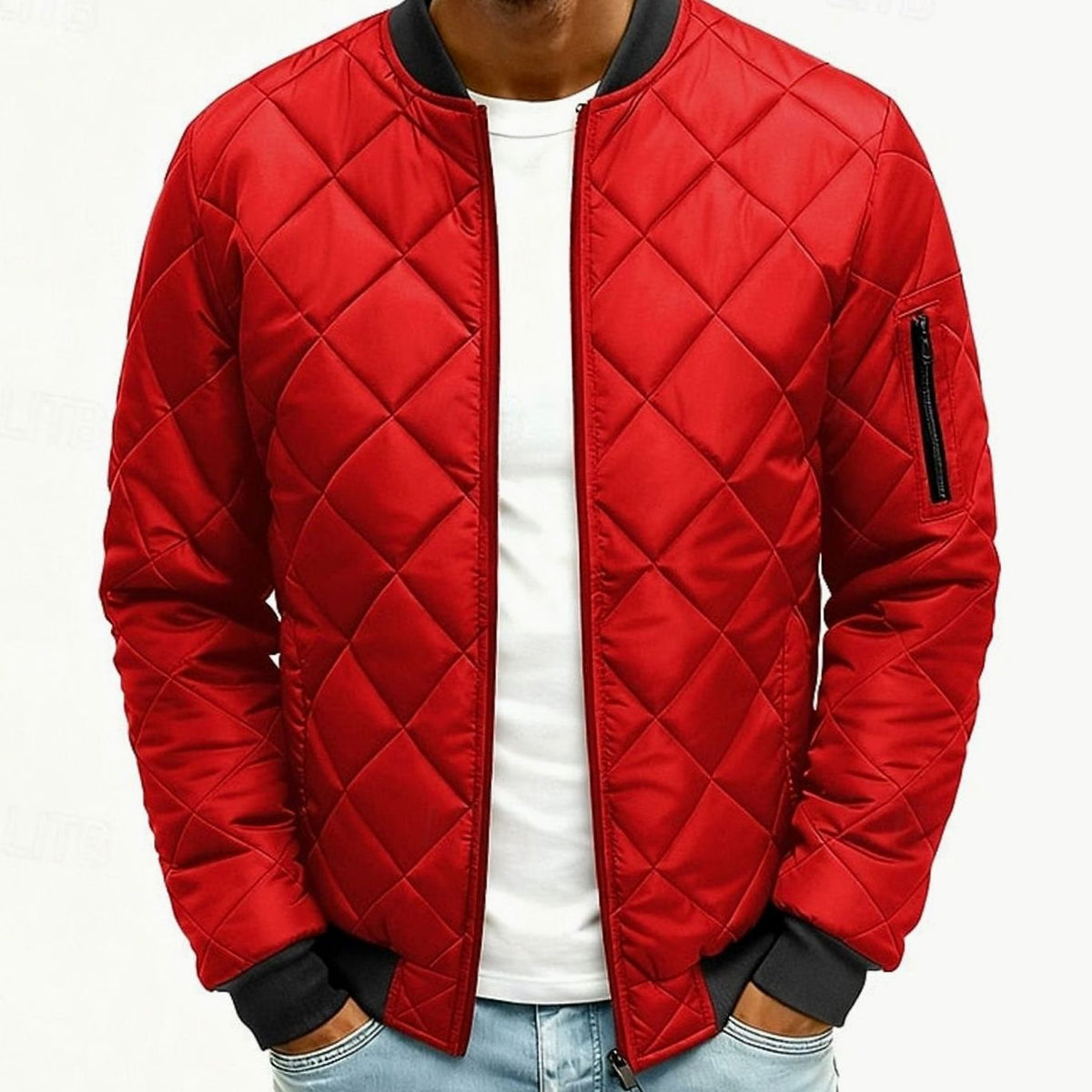 Men's Diamond Quilted Full-Zip Bomber Jacket