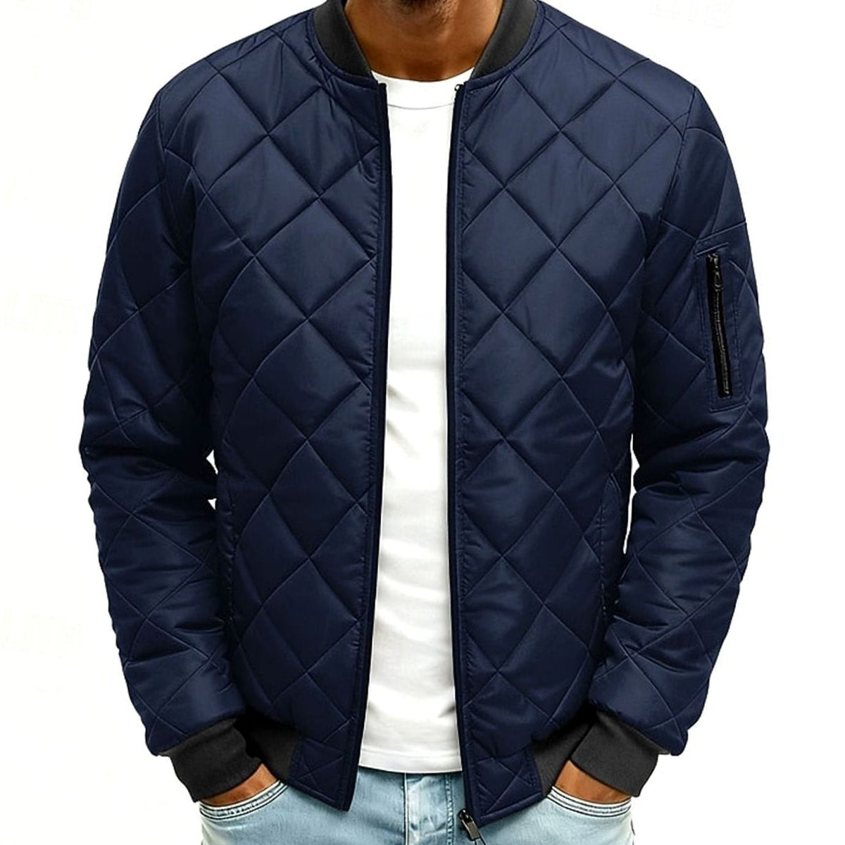 Men's Diamond Quilted Full-Zip Bomber Jacket