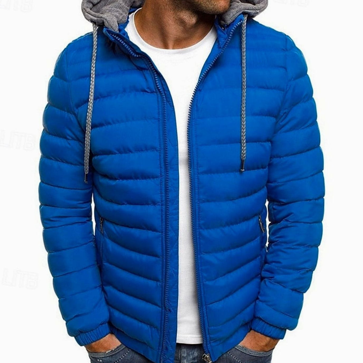 Men's Lightweight Full-Zip Quilted Hooded Puffer Jacket