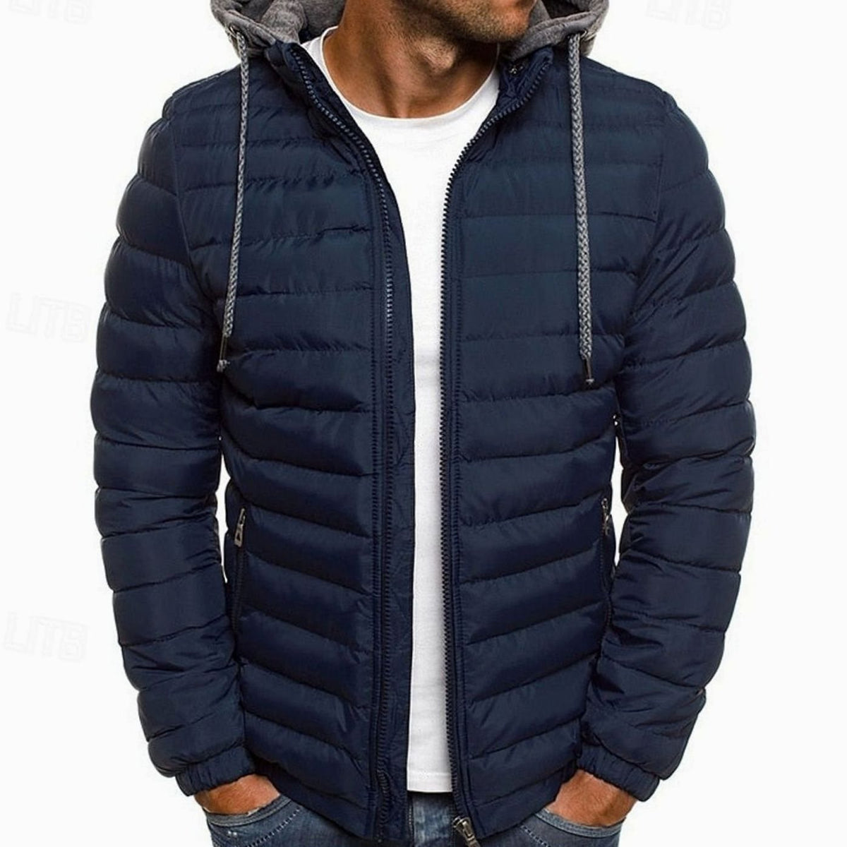 Men's Lightweight Full-Zip Quilted Hooded Puffer Jacket