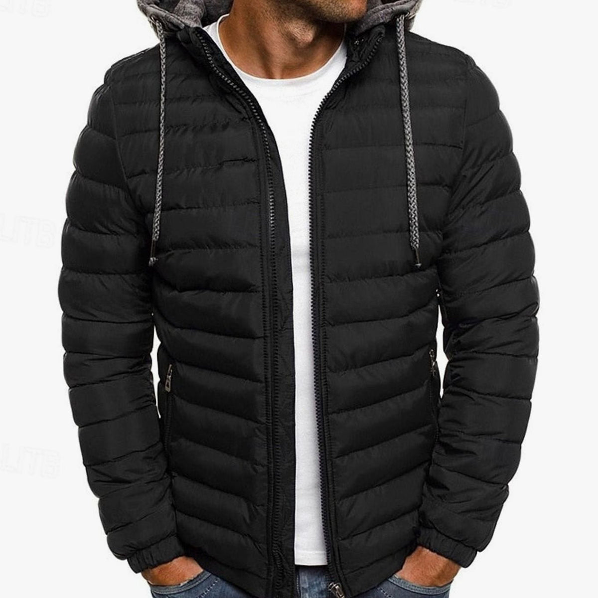 Men's Lightweight Full-Zip Quilted Hooded Puffer Jacket