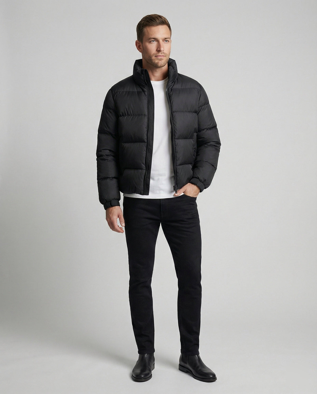 Men's Puffer Jacket Made of Duck Feathers with Warmth & Hood | Oak & Coral