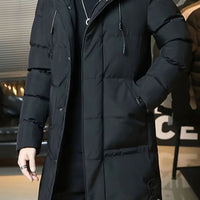 Men's Quilted Hooded Longline Insulated Puffer Coat