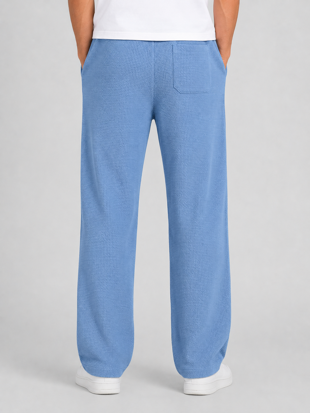 Men's Relaxed Fit Waffle-Knit Drawstring Casual Lounge Trousers