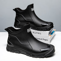 Men's Oak & Coral Waterproof Rubber Boots w/ Slip-Resistant Sole